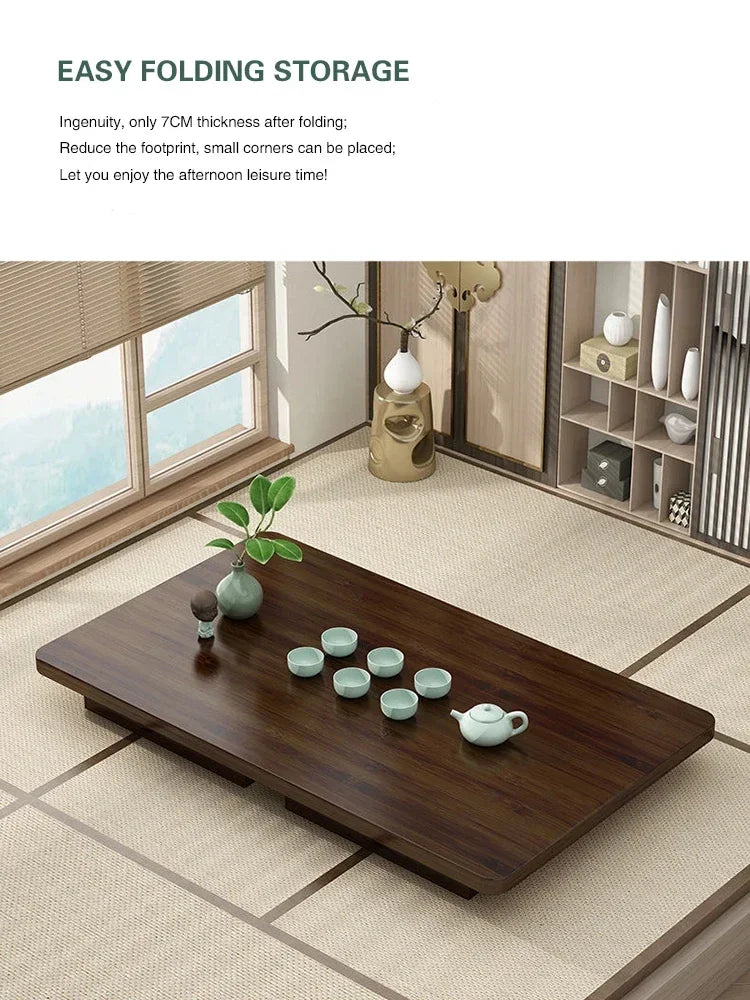 Solid Wood Folding Coffee Table Japanese Tatami Style
