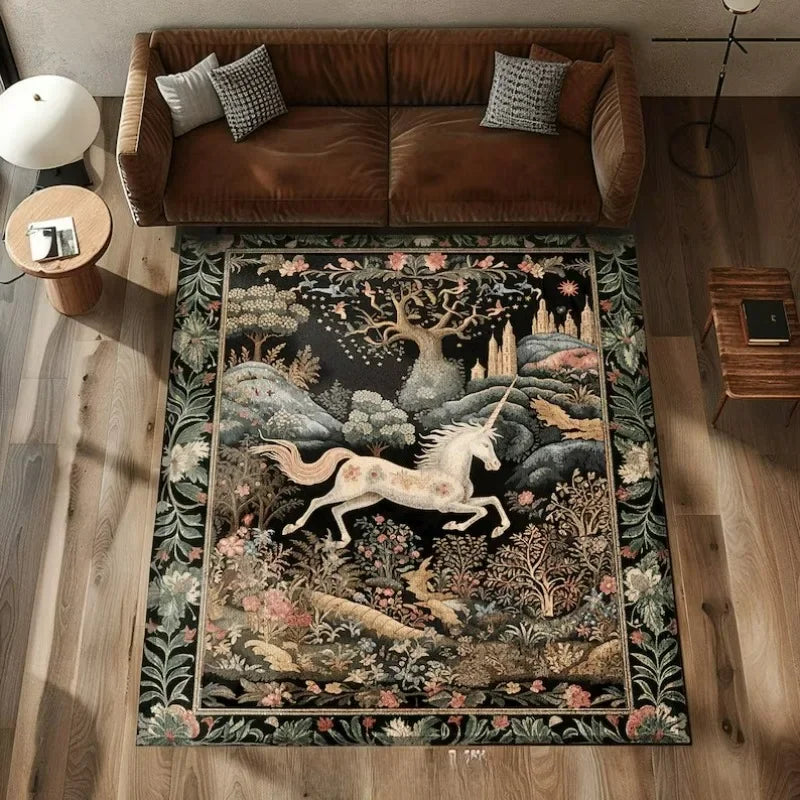 Magic Unicorn Plant Floral Carpet for Living Room Bedroom