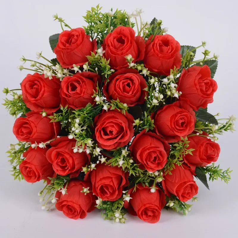 18 Heads Rose Bouquet  Silk  Bouquet Wedding  Flowers