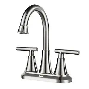 4 Inch Faucets 3 Hole, Bathroom Sink With Pop-Up Drain & Supply Hoses, 2-Handle 360 Swivel Spout Stainless Steel