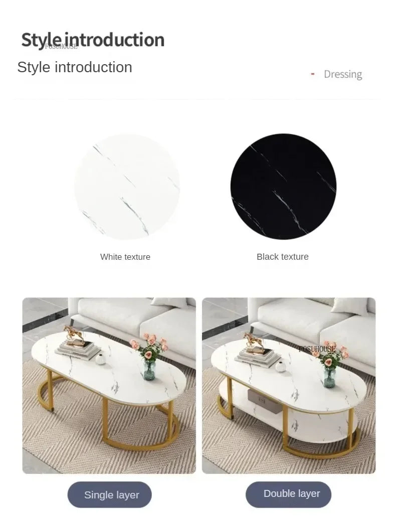 Minimalist Storage Oval  Modern Design Coffee Table