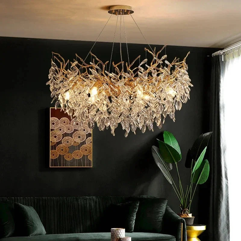 2025 Luxury Gold Crystal LED Chandeliers Living Dining  Lustre Ceiling Pendant Lamps I