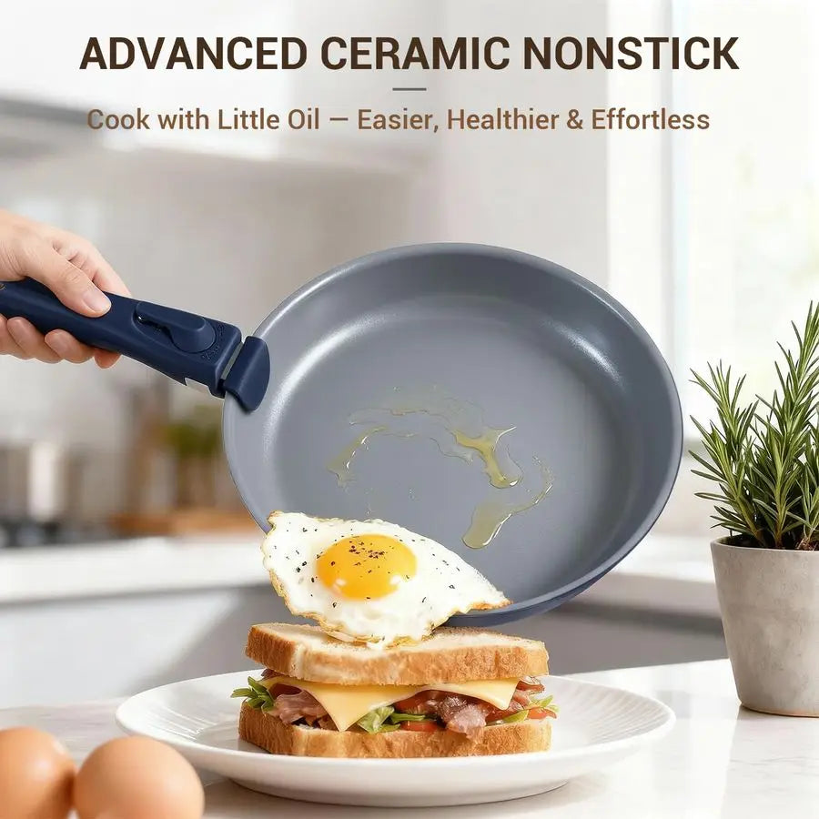 18Piece Ceramic Pots and Pans Set Non Stick, Non Toxic Cookware Set