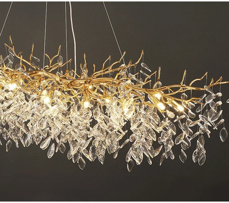 2025 Luxury Gold Crystal LED Chandeliers Living Dining  Lustre Ceiling Pendant Lamps I
