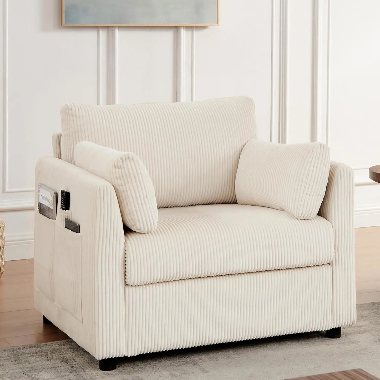 Modern Accent  Living Room Chairs in Corduroy Fabric, for Apartment