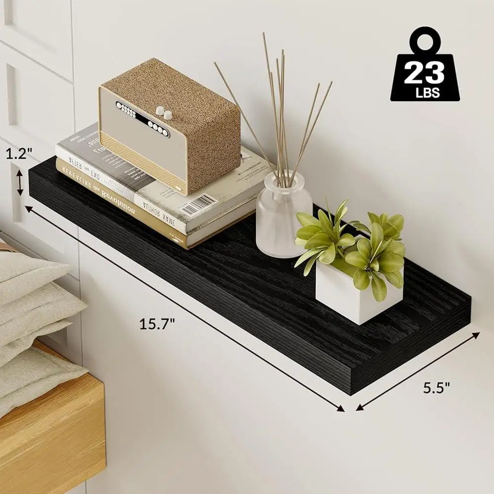 Floating Shelves Set of 6 Wall Mounted Wooden Storage Shelves