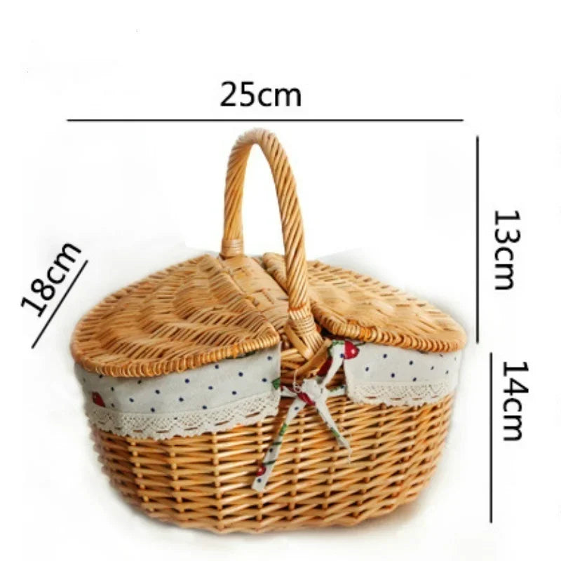 Cute Wicker Carry-on Handle Storage  Picnic Basket