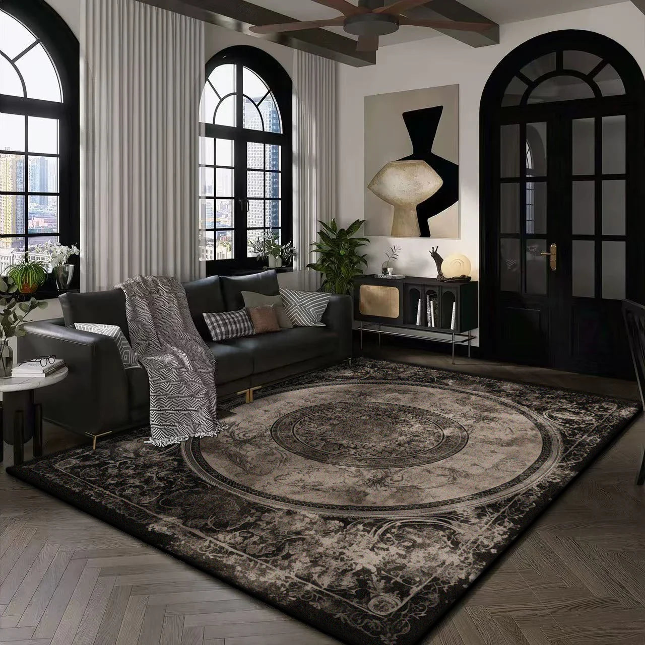 Large Modern Area Rug for Living Room  Plush Non-Slip Floor Machine Washable