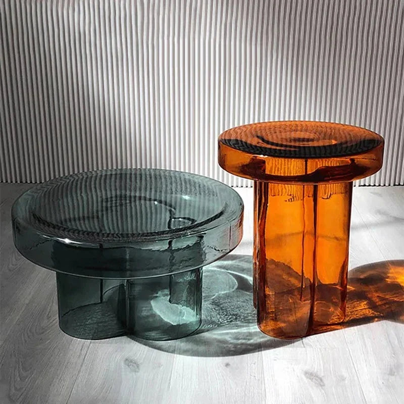 Nordic Creative Glass Coffee Table Living Room Handmade Coffee Table Round