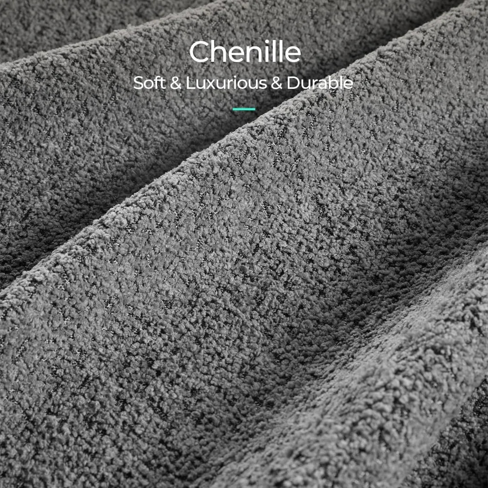 Accent Chair Ottoman Set: Chenille Barrel Chair with Foot Rest,  Upholstered