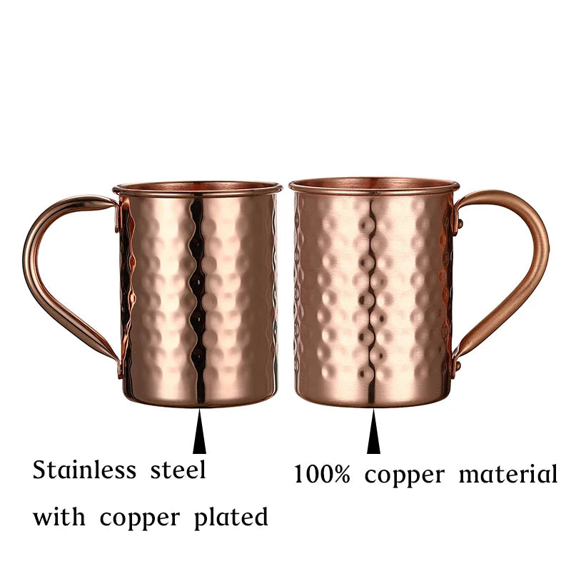 4PCS 550ml 18 Ounces Hammered Copper Plated  Moscow Mule Mug