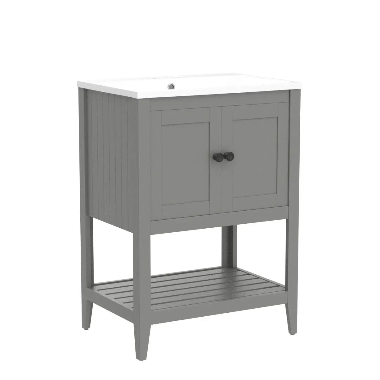24 Inch Bathroom Vanity Sink Cabinet Solid Wood Door Open Shelf