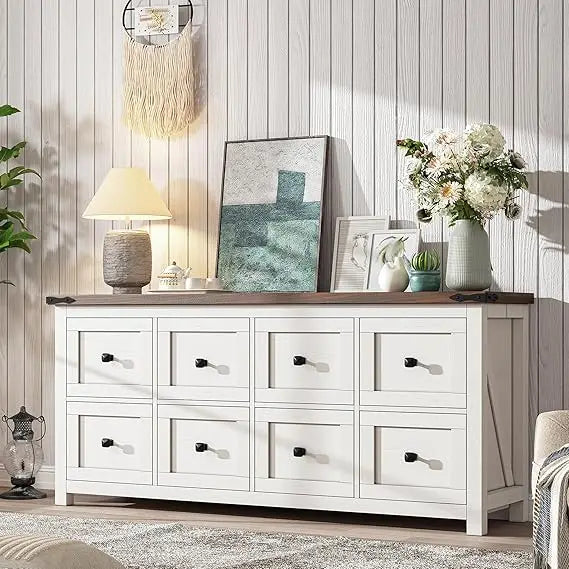 Dresser with 8 Drawers, Farmhouse, Wood, Wide, Long, TV Stand