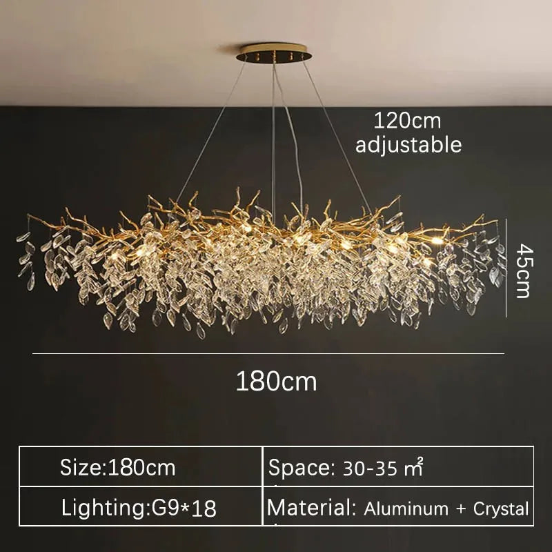 2025 Luxury Gold Crystal LED Chandeliers Living Dining  Lustre Ceiling Pendant Lamps I