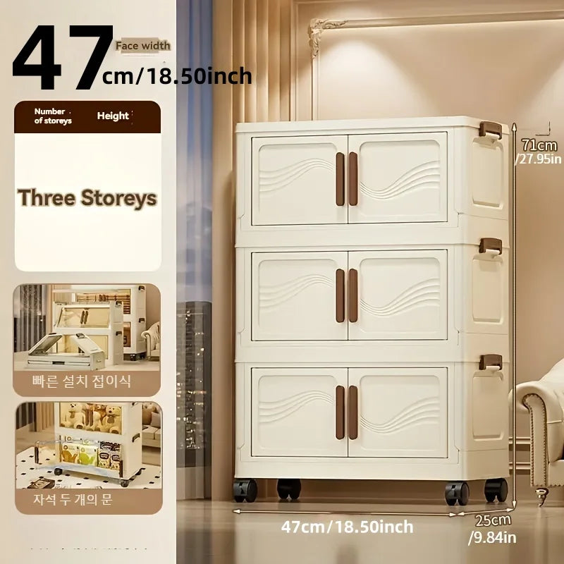 Foldable Storage Box with Clear Door - Spacious, Durable, - Ideal for Organizing Clothes, Books, Toys, and