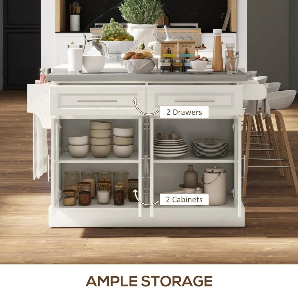 Rolling Kitchen Island Cart with Wheels, Portable Island Table for Kitchen
