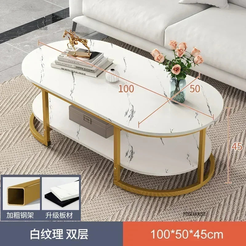 Minimalist Storage Oval  Modern Design Coffee Table