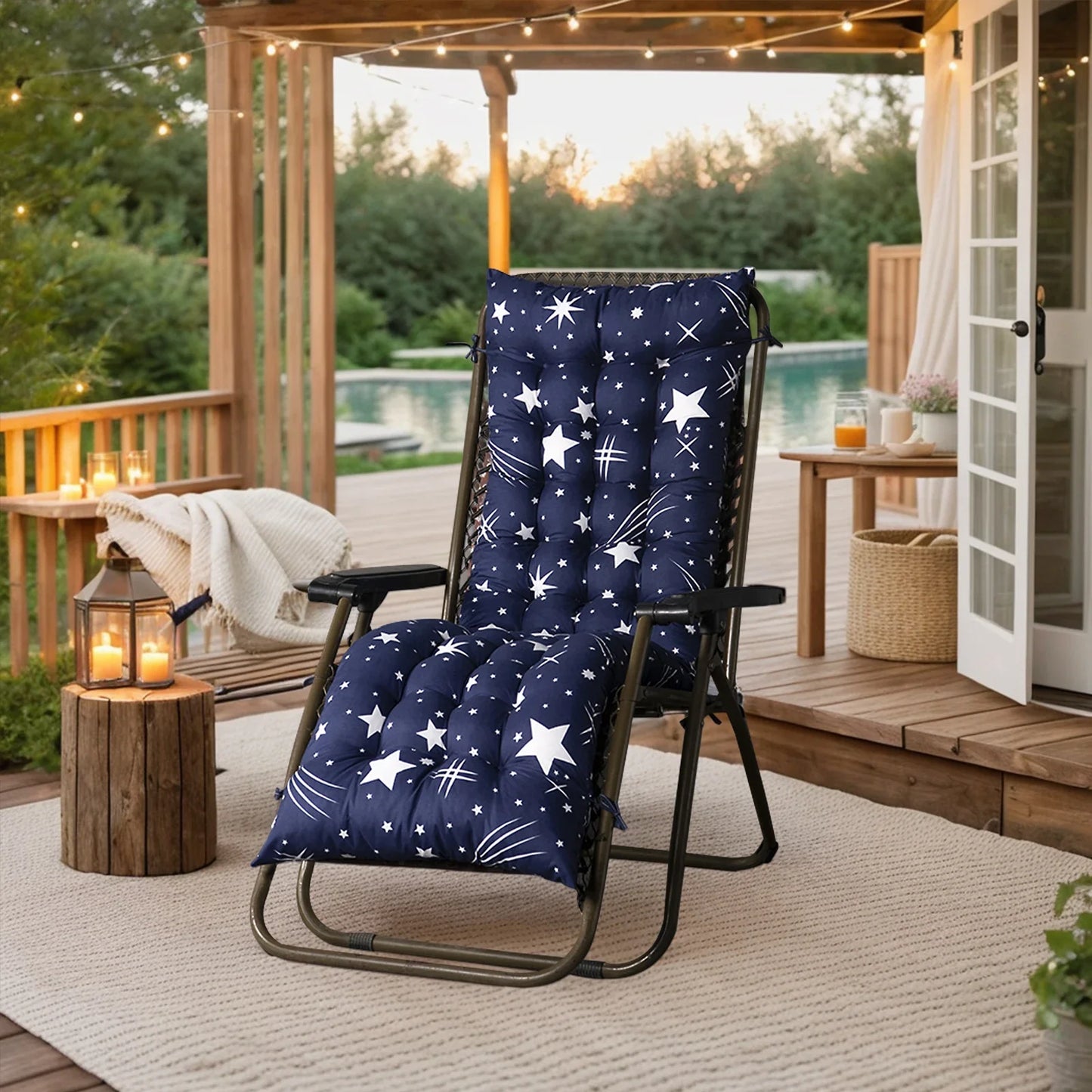 Patio Chaise Lounger Cushions Indoor/Outdoor