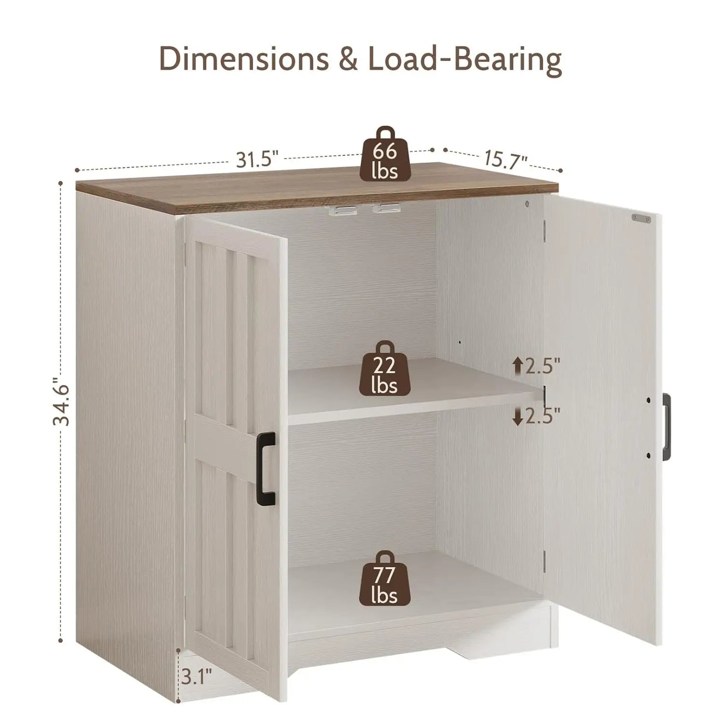 Sideboard Buffet Cabinet, Modern Farmhouse Kitchen Storage Cabinet