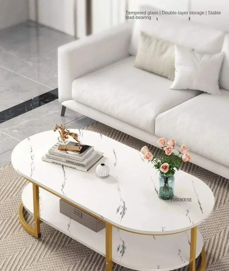 Minimalist Storage Oval  Modern Design Coffee Table
