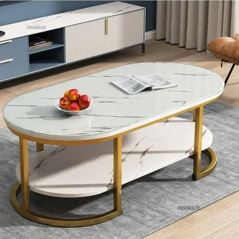Minimalist Storage Oval  Modern Design Coffee Table