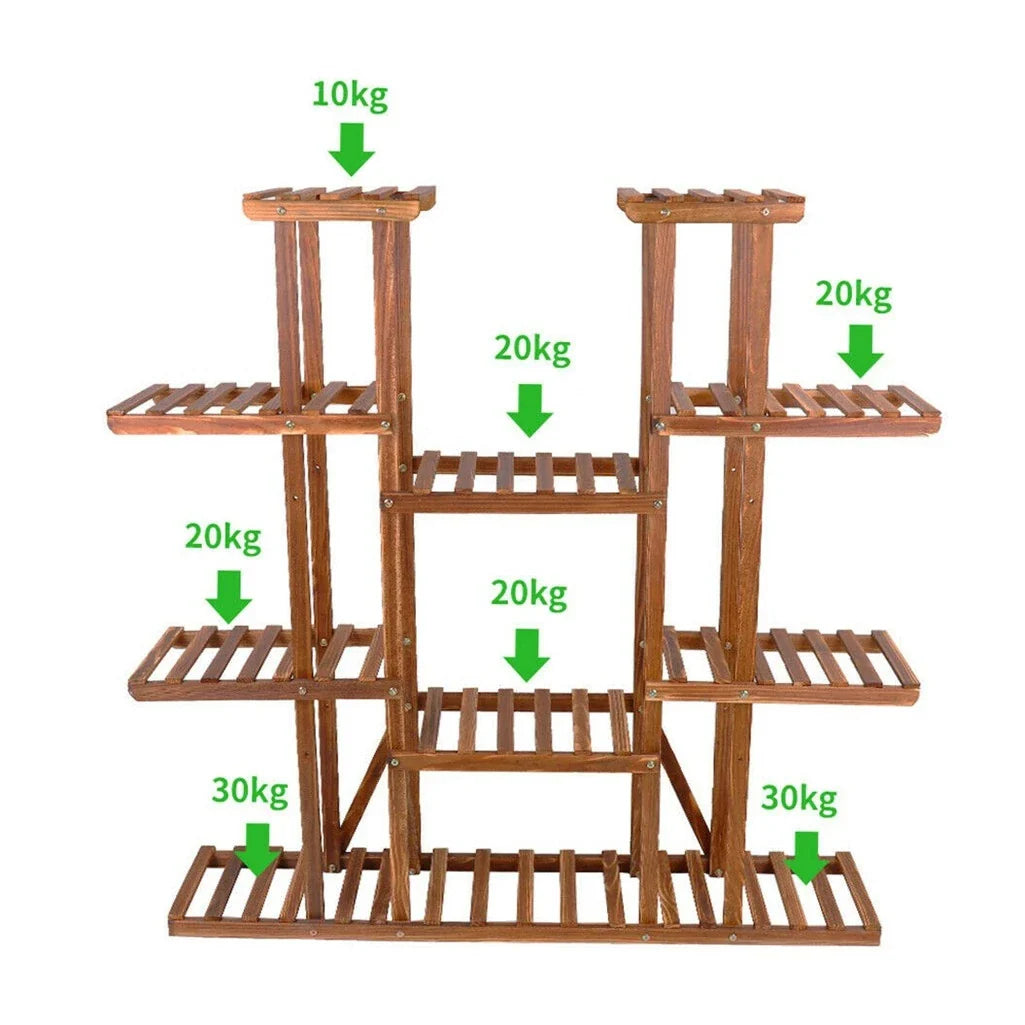 Multi-Tier Plant Stand, 46in Height Wood Flower Rack Holder Indoor Outdoor for Patio Gard