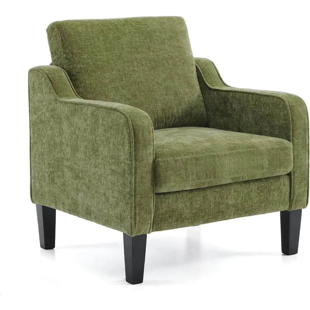 Olive Green Mid-Century Modern Upholstered Accent Chair for Living Room, Bedroom