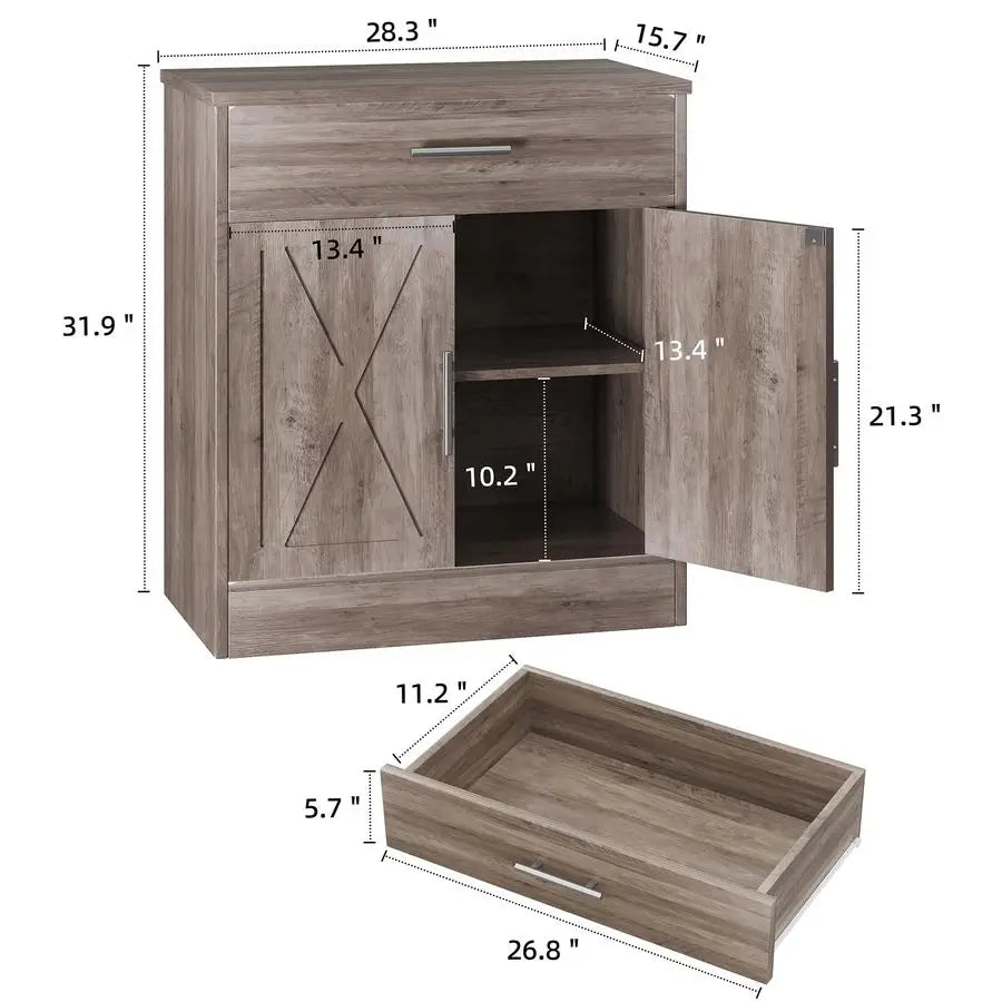 Farmhouse Storage Cabinets with Doors and Shelves,,Coffee Bar Cabinet