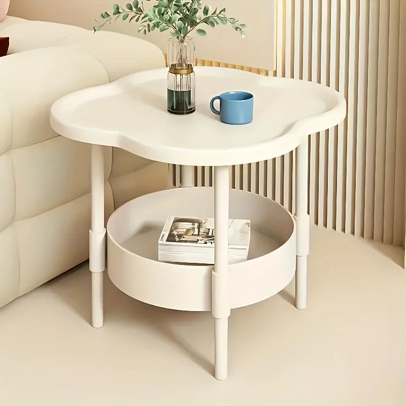 Stylish Modern Round Side Table with Storage Shelf