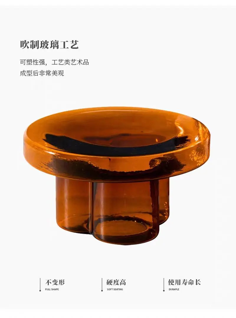 Nordic Creative Glass Coffee Table Living Room Handmade Coffee Table Round