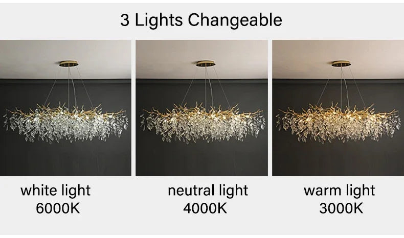 2025 Luxury Gold Crystal LED Chandeliers Living Dining  Lustre Ceiling Pendant Lamps I