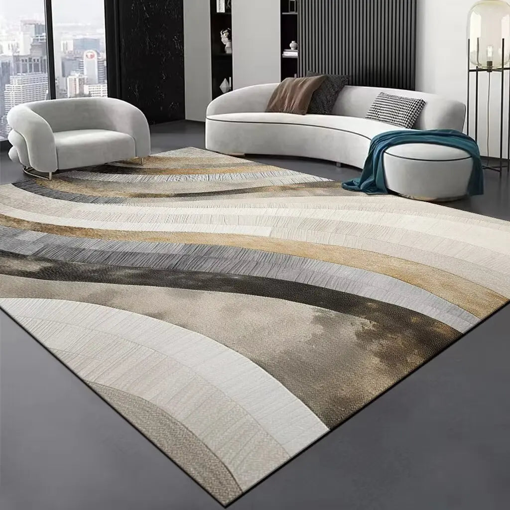 Luxury Black Stripe Large Living Room Carpet