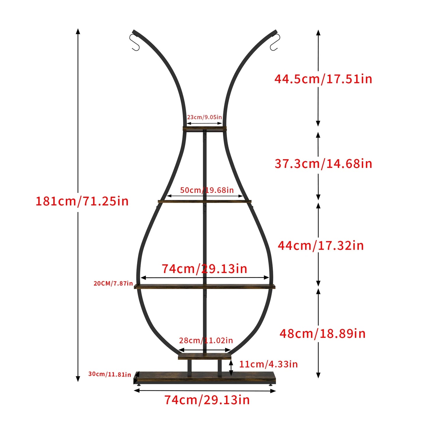 Large Vase Shaped Plant Stand 5 Tier Planter Display  for Home Patio Decor