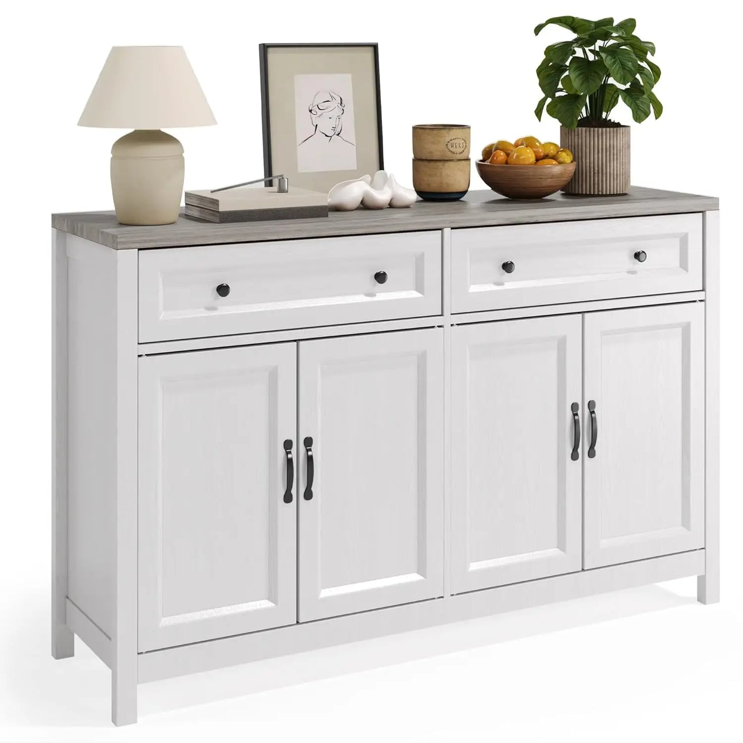 Farmhouse Kitchen Sideboard Buffet Cabinet with Storage, Wood Coffee Bar and Storage Sideboard