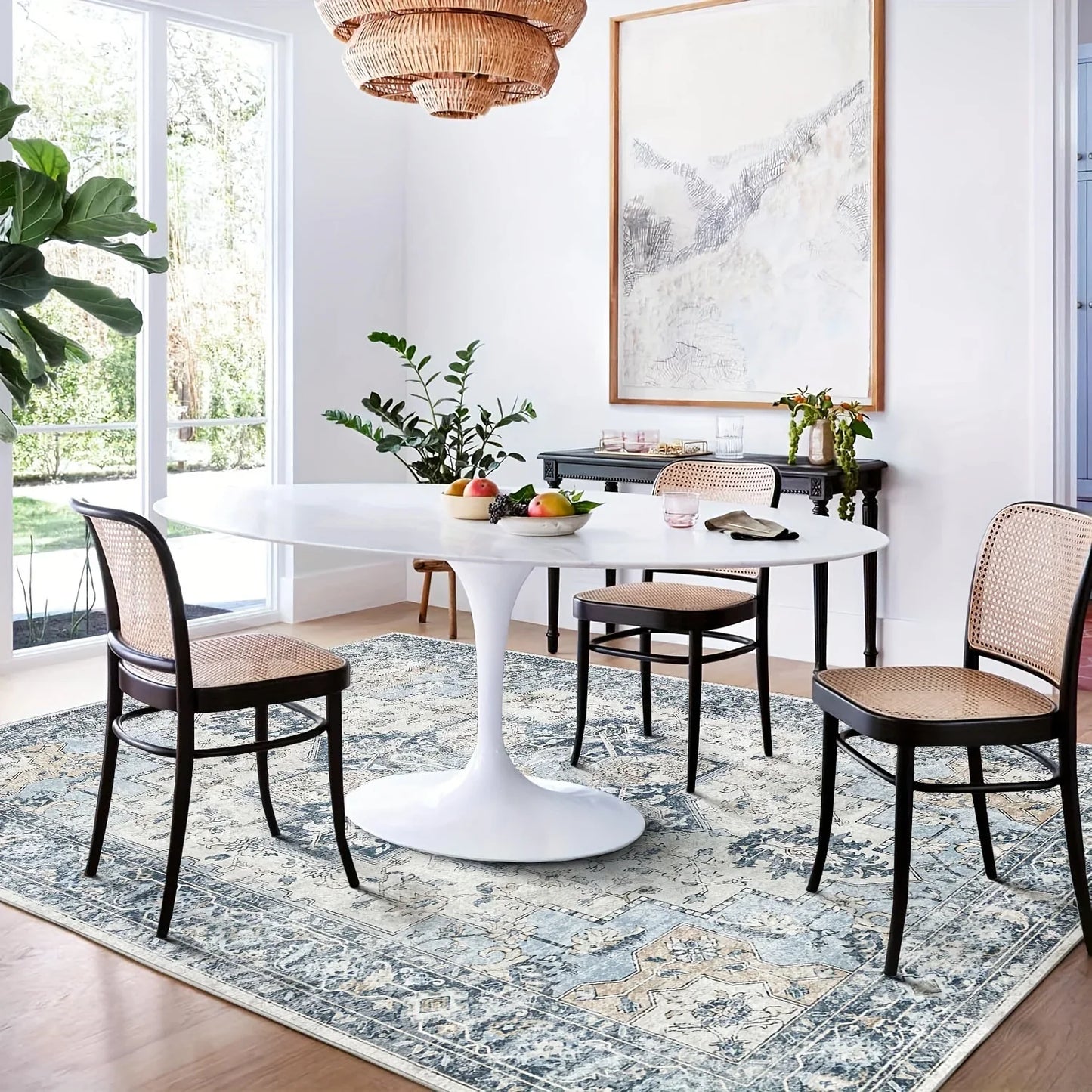 Area Rugs for Living Room, Machine Washable Non Slip Vintage Retro Rugs,