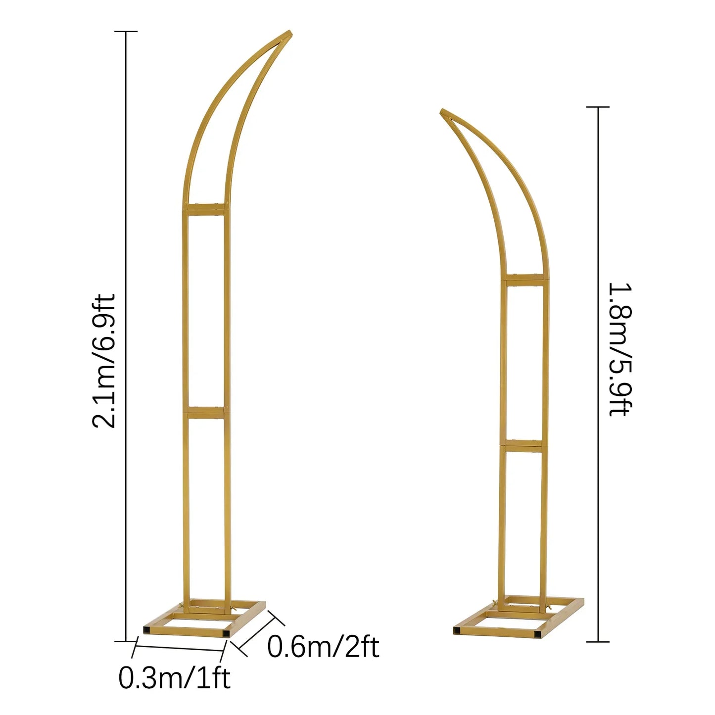 2pcs Curved Wedding Arch Backdrop  5.9ft,6.9ft Half Moon Stand