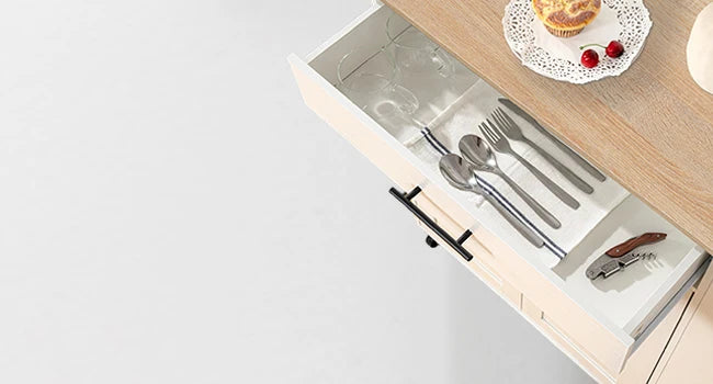 Rolling Kitchen Island with Power Outlet Spice Rack & Drawer Natural & White