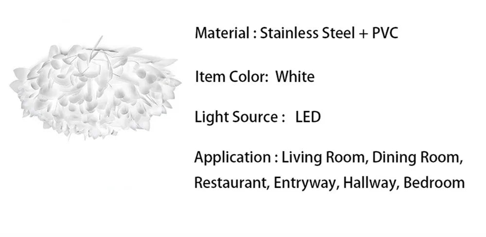 Exquisite Leaves Dimmable LED Ceiling Lights White Remote Control