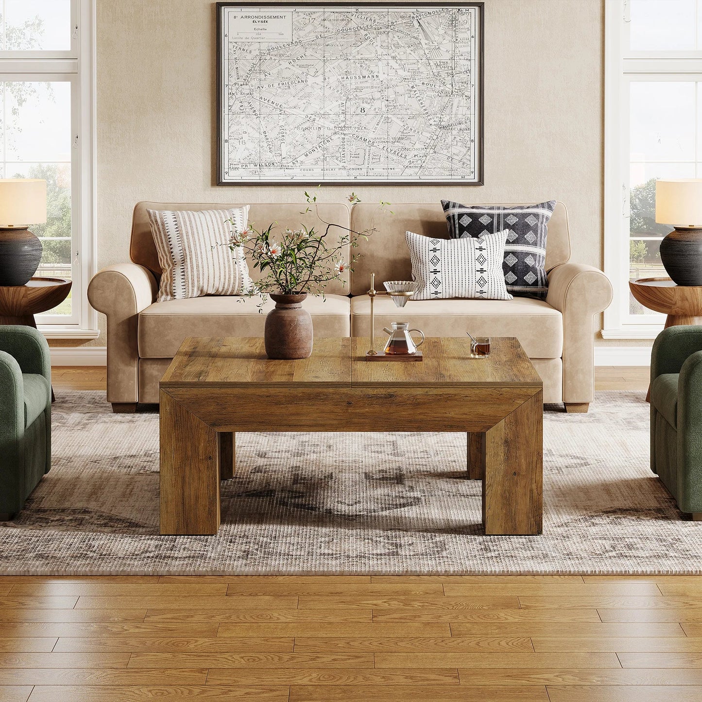 Tribesigns 39.4-Inch Square Coffee Table for Living Room, Farmhouse
