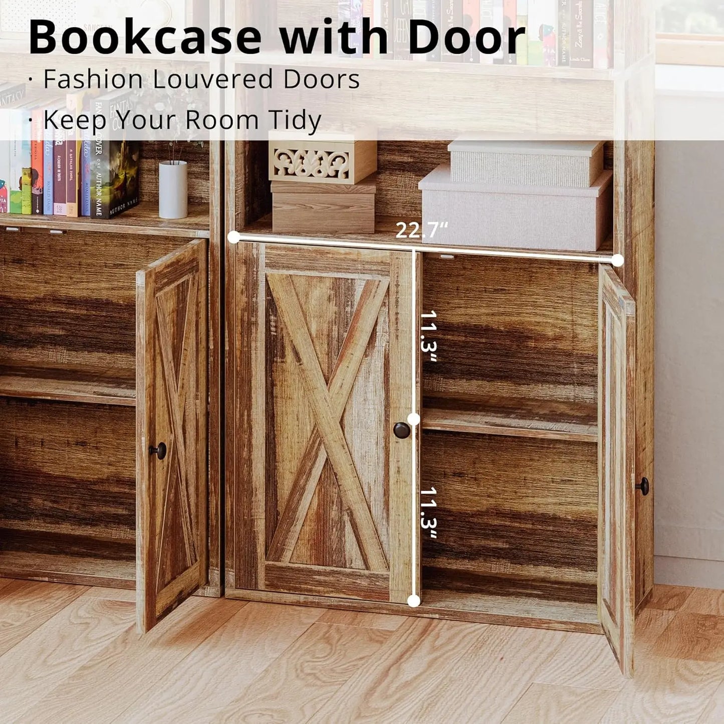 IRONCK Industrial Bookshelves and Bookcases with Doors 11.8 in  5 Shelf  Bookcase