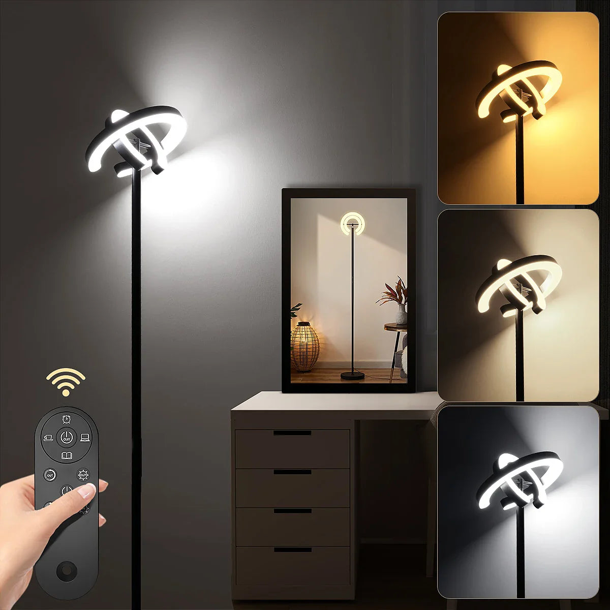 Modern Standing LED Floor Lamp with 2 Rotatable Lights