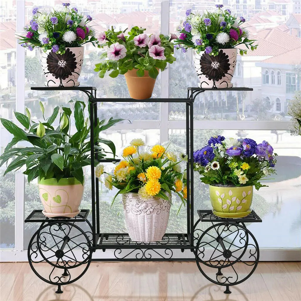 Large Metal Plant Stand Indoor 6 Tier Garden Cart Plant Holder Wrought Iron