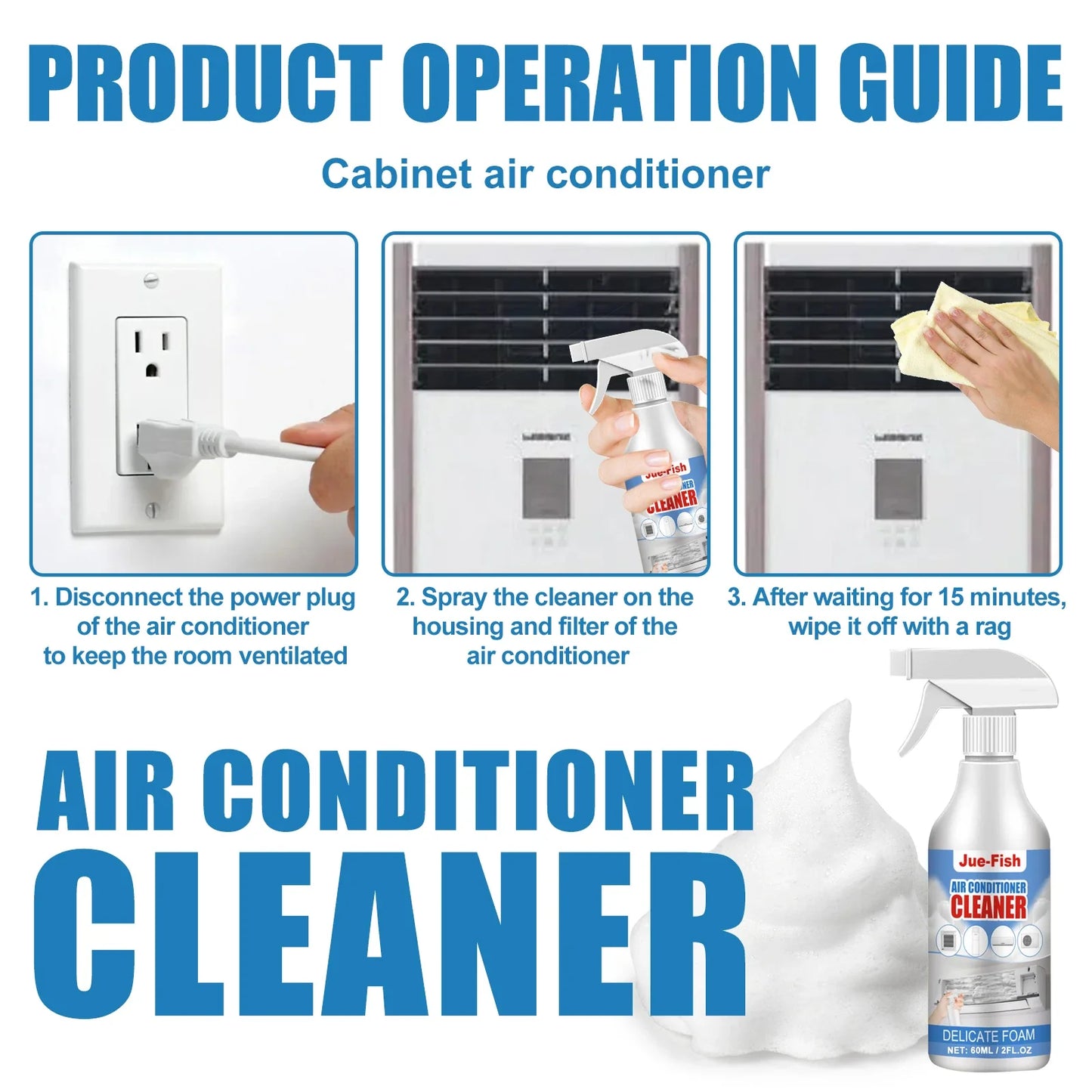 2pcs Air Conditioner Cleaner Spray  Foam Conditioner Cleaning Agent