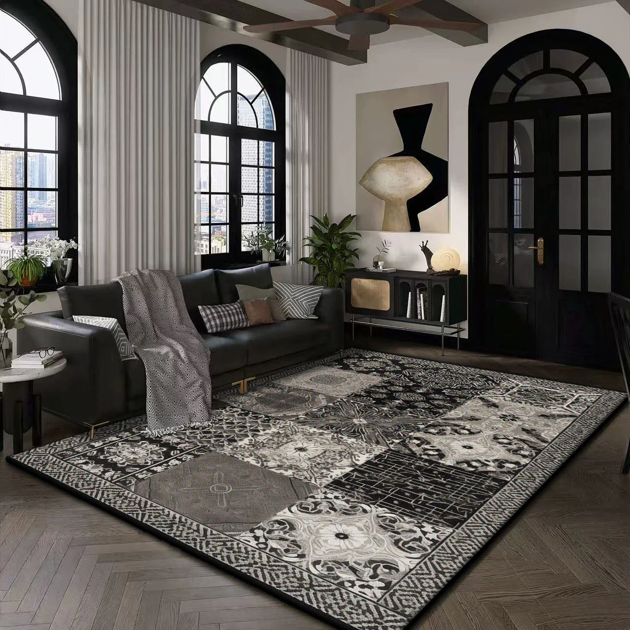 Large Modern Area Rug for Living Room  Plush Non-Slip Floor Machine Washable