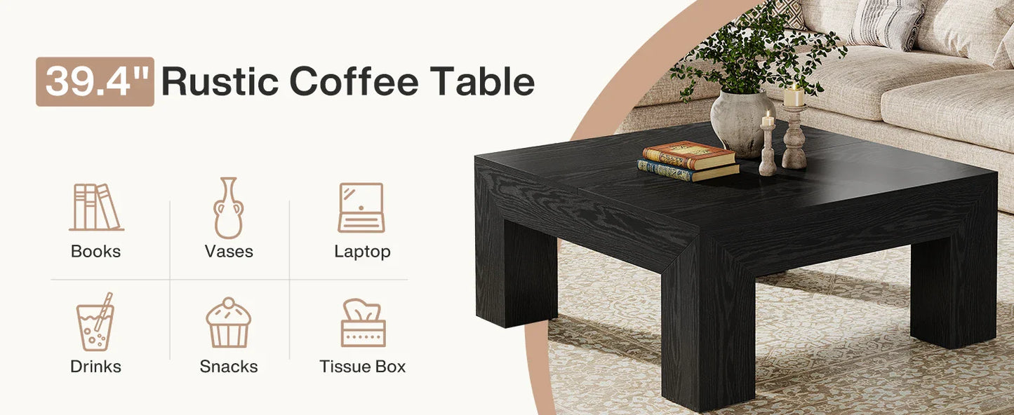 Tribesigns 39.4-Inch Square Coffee Table for Living Room, Farmhouse