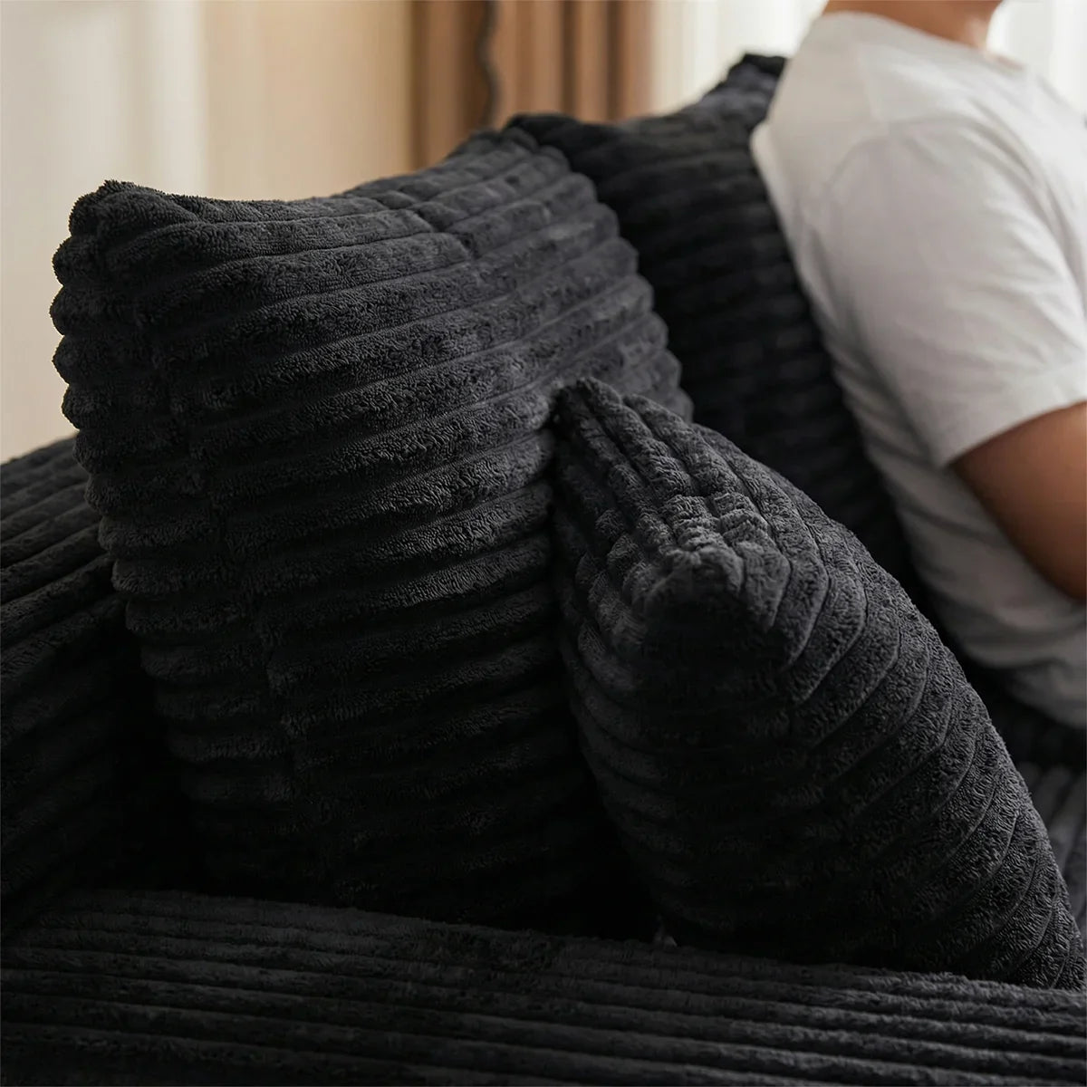 95" L-Shaped Sofa Chaise, Rabbit Fleece Upholstery, Ultra Soft & Comfortable, Ready to Use Out of the Box