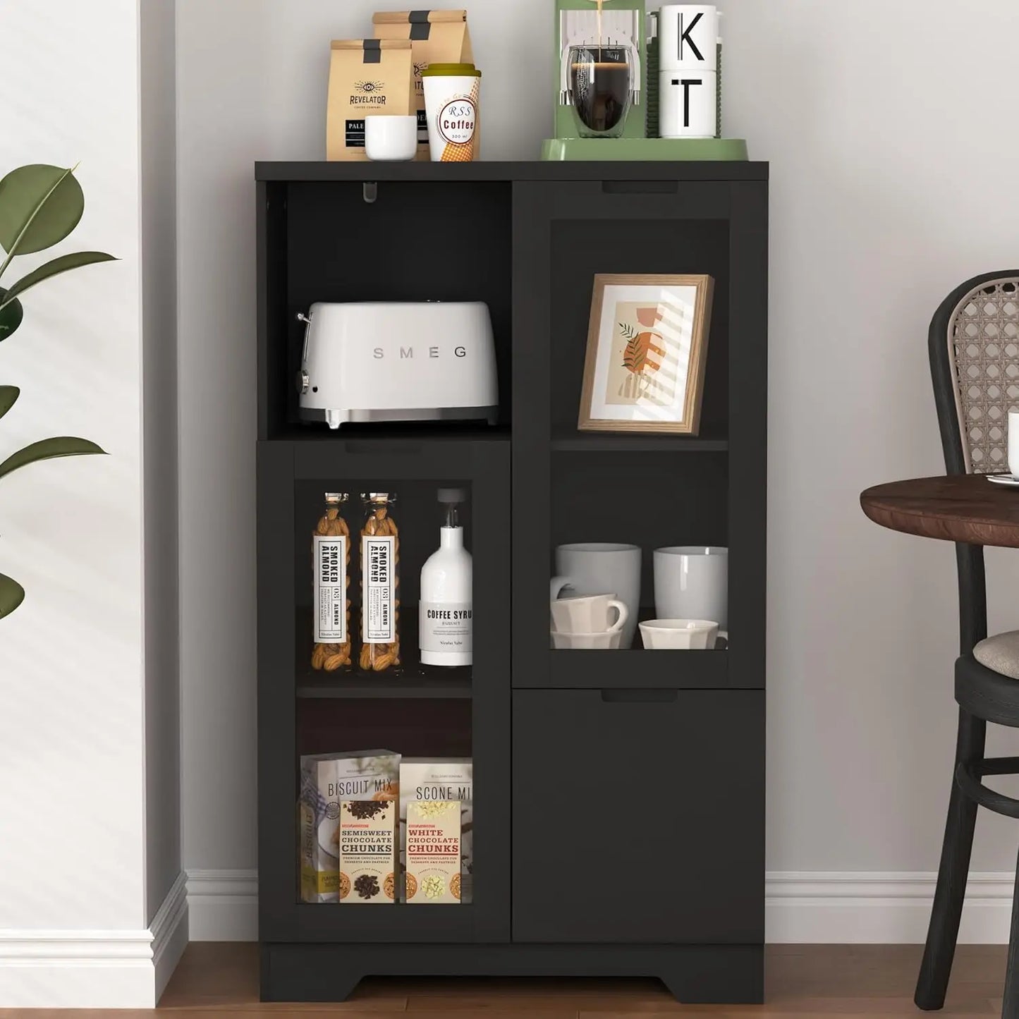 Sideboard Buffet Cabinet,  Entryway Cabinet with Glass Doors Drawer