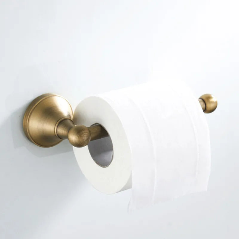 Bathroom Accessories Antique Brass Wall Mounted Toilet Paper Holder Towel Ring Robe Coat Hook