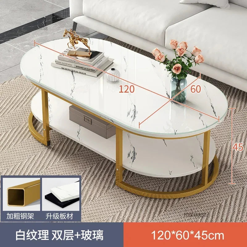 Minimalist Storage Oval  Modern Design Coffee Table