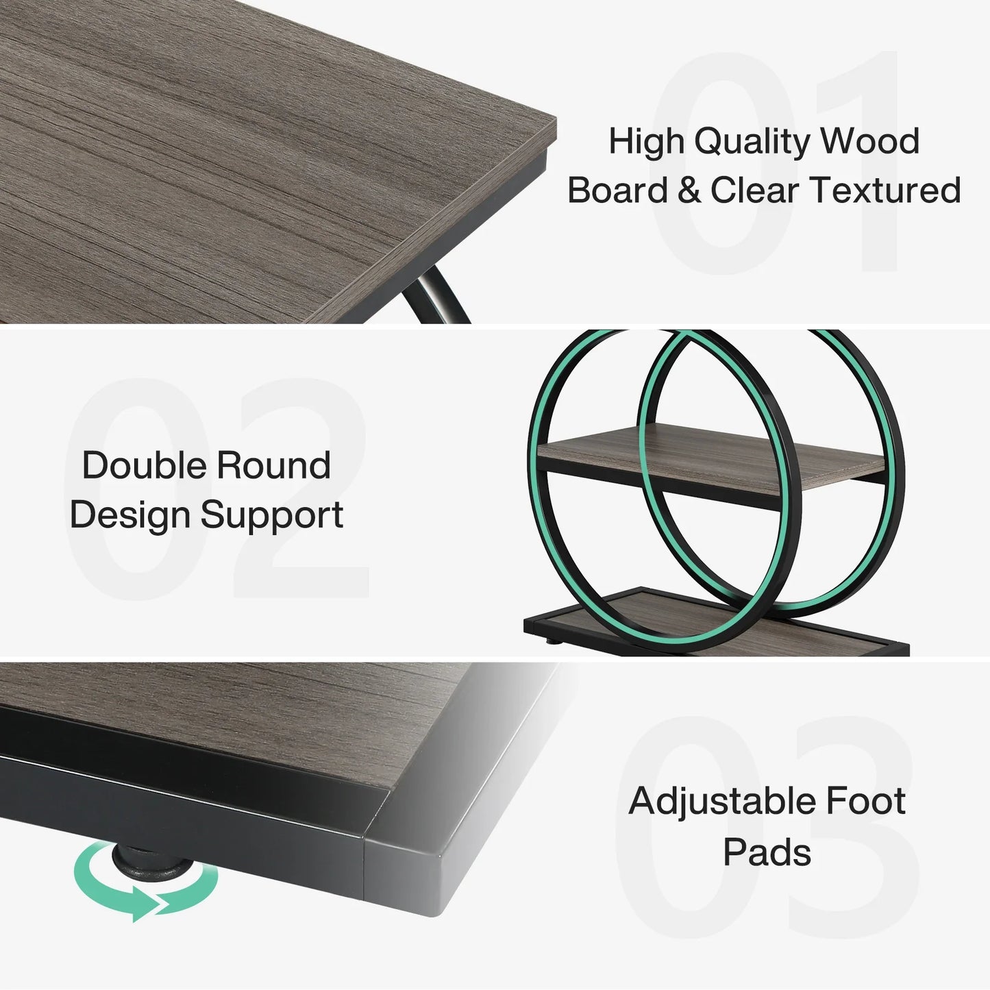 Tribesigns End Table, Narrow End Table with 3 Storage Shelves,
